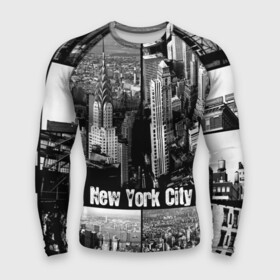 Мужской рашгард 3D с принтом Улицы Нью Йорка в Белгороде,  |  | city | collage | houses | new york | skyscrapers | streets | usa | город | дома | коллаж | нью йорка | сша | улицы