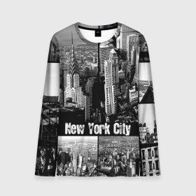Мужской лонгслив 3D с принтом Улицы Нью-Йорка в Белгороде, 100% полиэстер | длинные рукава, круглый вырез горловины, полуприлегающий силуэт | city | collage | houses | new york | skyscrapers | streets | usa | город | дома | коллаж | нью йорка | сша | улицы