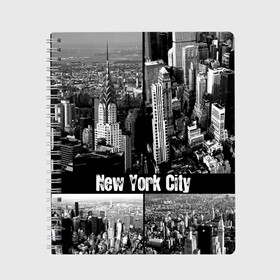 Тетрадь с принтом Улицы Нью-Йорка в Белгороде, 100% бумага | 48 листов, плотность листов — 60 г/м2, плотность картонной обложки — 250 г/м2. Листы скреплены сбоку удобной пружинной спиралью. Уголки страниц и обложки скругленные. Цвет линий — светло-серый
 | Тематика изображения на принте: city | collage | houses | new york | skyscrapers | streets | usa | город | дома | коллаж | нью йорка | сша | улицы