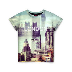 Детская футболка 3D с принтом Улицы Лондона в Белгороде, 100% гипоаллергенный полиэфир | прямой крой, круглый вырез горловины, длина до линии бедер, чуть спущенное плечо, ткань немного тянется | collage | england | london | англия | коллаж | лондон