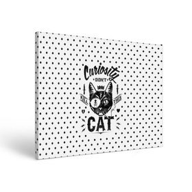 Холст прямоугольный с принтом Curiosity Cat в Белгороде, 100% ПВХ |  | animal | beast | cat | feline | gangsta | kill | king | kitty | meow | nature | гангстер | животное | зверь | король | кот | котенок | котик | кошка | мяу | природа