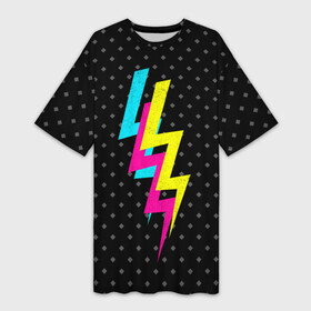 Платье-футболка 3D с принтом Electrico в Белгороде,  |  | Тематика изображения на принте: bold | electic | electrico | electro | hipster | lightning | style | tesla | thunder | volt | zeus | вольт | гром | зевс | молния | стиль | тесла | хипстер | электрик | электричество | электро