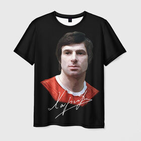 Мужская футболка 3D с принтом Харламов в Белгороде, 100% полиэфир | прямой крой, круглый вырез горловины, длина до линии бедер | Тематика изображения на принте: валерий | сссp | харламов | хоккей | цска