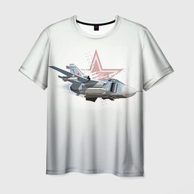 Мужская футболка 3D с принтом Су-24 в Белгороде, 100% полиэфир | прямой крой, круглый вырез горловины, длина до линии бедер | Тематика изображения на принте: авиация
