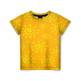 Детская футболка 3D с принтом Солнышко в Белгороде, 100% гипоаллергенный полиэфир | прямой крой, круглый вырез горловины, длина до линии бедер, чуть спущенное плечо, ткань немного тянется | желтый | паттерн | солнце | яркий