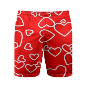 Мужские шорты 3D спортивные с принтом Сердечки в Белгороде,  |  | Тематика изображения на принте: красный | паттерн | сердечки