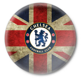 Значок с принтом Chelsea №1! в Белгороде,  металл | круглая форма, металлическая застежка в виде булавки | британский флаг | челси | эмблема