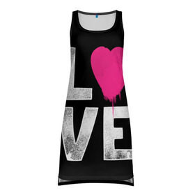 Платье-майка 3D с принтом Love в Белгороде, 100% полиэстер | полуприлегающий силуэт, широкие бретели, круглый вырез горловины, удлиненный подол сзади. | amour | faith | happy | heart | hope | love | амур | вера | любовь | надежда | сердце | счастье