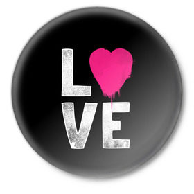 Значок с принтом Love в Белгороде,  металл | круглая форма, металлическая застежка в виде булавки | Тематика изображения на принте: amour | faith | happy | heart | hope | love | амур | вера | любовь | надежда | сердце | счастье