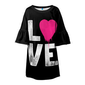 Детское платье 3D с принтом Love в Белгороде, 100% полиэстер | прямой силуэт, чуть расширенный к низу. Круглая горловина, на рукавах — воланы | amour | faith | happy | heart | hope | love | амур | вера | любовь | надежда | сердце | счастье