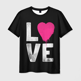 Мужская футболка 3D с принтом Love в Белгороде, 100% полиэфир | прямой крой, круглый вырез горловины, длина до линии бедер | Тематика изображения на принте: amour | faith | happy | heart | hope | love | амур | вера | любовь | надежда | сердце | счастье