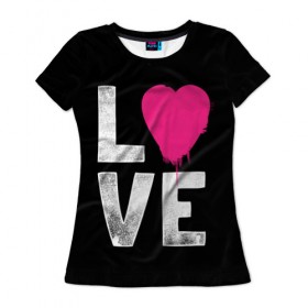 Женская футболка 3D с принтом Love в Белгороде, 100% полиэфир ( синтетическое хлопкоподобное полотно) | прямой крой, круглый вырез горловины, длина до линии бедер | Тематика изображения на принте: amour | faith | happy | heart | hope | love | амур | вера | любовь | надежда | сердце | счастье