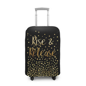 Чехол для чемодана 3D с принтом Rise & Release в Белгороде, 86% полиэфир, 14% спандекс | двустороннее нанесение принта, прорези для ручек и колес | gold | luxury | motivation | release | rise | vip | золото | лакшери | мотивация | подъем | премиум | реализация