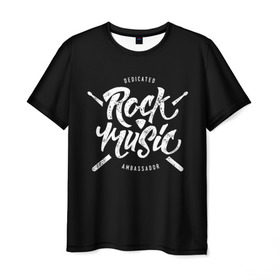 Мужская футболка 3D с принтом Rock Music в Белгороде, 100% полиэфир | прямой крой, круглый вырез горловины, длина до линии бедер | alternative | band | metal | music | nickelback | rock | альтернатива | барабан | гитара | инструмент | метал | музыка | найклбэк | нирвана | рок
