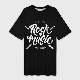 Платье-футболка 3D с принтом Rock Music в Белгороде,  |  | alternative | band | metal | music | nickelback | rock | альтернатива | барабан | гитара | инструмент | метал | музыка | найклбэк | нирвана | рок