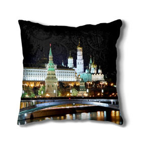 Подушка 3D с принтом Москва в Белгороде, наволочка – 100% полиэстер, наполнитель – холлофайбер (легкий наполнитель, не вызывает аллергию). | состоит из подушки и наволочки. Наволочка на молнии, легко снимается для стирки | город | ночь | пейзаж