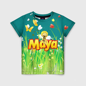 Детская футболка 3D с принтом Пчелка Майя в Белгороде, 100% гипоаллергенный полиэфир | прямой крой, круглый вырез горловины, длина до линии бедер, чуть спущенное плечо, ткань немного тянется | пчелка майя