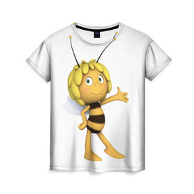 Женская футболка 3D с принтом Пчелка Майя в Белгороде, 100% полиэфир ( синтетическое хлопкоподобное полотно) | прямой крой, круглый вырез горловины, длина до линии бедер | Тематика изображения на принте: пчелка майя