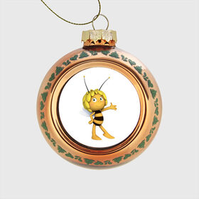 Стеклянный ёлочный шар с принтом Пчелка Майя в Белгороде, Стекло | Диаметр: 80 мм | Тематика изображения на принте: пчелка майя