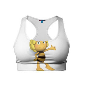 Женский спортивный топ 3D с принтом Пчелка Майя в Белгороде, 82% полиэстер, 18% спандекс Ткань безопасна для здоровья, позволяет коже дышать, не мнется и не растягивается |  | пчелка майя