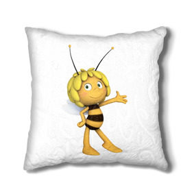 Подушка 3D с принтом Пчелка Майя в Белгороде, наволочка – 100% полиэстер, наполнитель – холлофайбер (легкий наполнитель, не вызывает аллергию). | состоит из подушки и наволочки. Наволочка на молнии, легко снимается для стирки | Тематика изображения на принте: пчелка майя