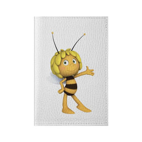 Обложка для паспорта матовая кожа с принтом Пчелка Майя в Белгороде, натуральная матовая кожа | размер 19,3 х 13,7 см; прозрачные пластиковые крепления | пчелка майя