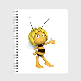 Тетрадь с принтом Пчелка Майя в Белгороде, 100% бумага | 48 листов, плотность листов — 60 г/м2, плотность картонной обложки — 250 г/м2. Листы скреплены сбоку удобной пружинной спиралью. Уголки страниц и обложки скругленные. Цвет линий — светло-серый
 | Тематика изображения на принте: пчелка майя