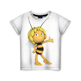 Детская футболка 3D с принтом Пчелка Майя в Белгороде, 100% гипоаллергенный полиэфир | прямой крой, круглый вырез горловины, длина до линии бедер, чуть спущенное плечо, ткань немного тянется | Тематика изображения на принте: пчелка майя