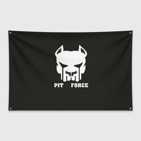 Флаг-баннер с принтом Pit Force в Белгороде, 100% полиэстер | размер 67 х 109 см, плотность ткани — 95 г/м2; по краям флага есть четыре люверса для крепления | pit force | белый | боец | друг человека | животные | питбуль | порода | собака | цвет | чёрный