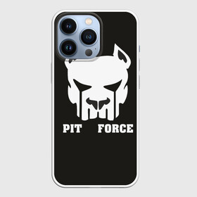 Чехол для iPhone 13 Pro с принтом Pit Force в Белгороде,  |  | Тематика изображения на принте: pit force | белый | боец | друг человека | животные | питбуль | порода | собака | цвет | чёрный