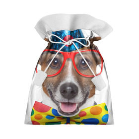 Подарочный 3D мешок с принтом Джек рассел - клоун в Белгороде, 100% полиэстер | Размер: 29*39 см | волкодав | дворняжка | джек | джек рассел | домашние животные | любимец | мопс | овчарка | пес | песик | питомец | рассел | сенбернар | собака | собачка