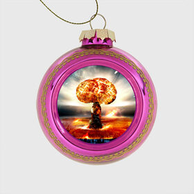 Стеклянный ёлочный шар с принтом Атомный взрыв в Белгороде, Стекло | Диаметр: 80 мм | city | earth | explosion | mushroom | night | nuclear | sky | атомный | взрыв | город | гриб | земля | небо | ночь