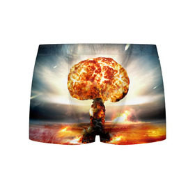 Мужские трусы 3D с принтом Атомный взрыв в Белгороде, 50% хлопок, 50% полиэстер | классическая посадка, на поясе мягкая тканевая резинка | city | earth | explosion | mushroom | night | nuclear | sky | атомный | взрыв | город | гриб | земля | небо | ночь