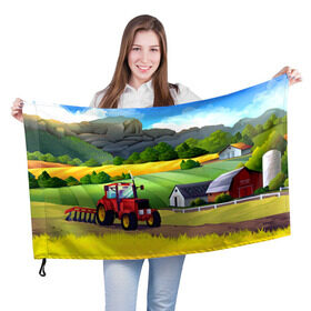 Флаг 3D с принтом Farm в Белгороде, 100% полиэстер | плотность ткани — 95 г/м2, размер — 67 х 109 см. Принт наносится с одной стороны | красочный | пейзаж | яркий