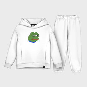Детский костюм хлопок Oversize с принтом SAD FROG в Белгороде,  |  | meme | pepe frog | pepe the frog | sad frog | грустная лягушка | мем