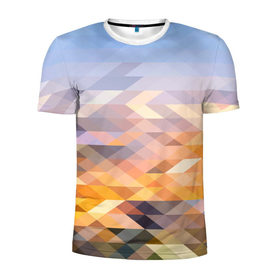 Мужская футболка 3D спортивная с принтом Абстрактный геометрический фон в Белгороде, 100% полиэстер с улучшенными характеристиками | приталенный силуэт, круглая горловина, широкие плечи, сужается к линии бедра | абстракция | геометрический | мозаика | ромб | треугольник | триангуляция