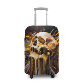Чехол для чемодана 3D с принтом Череп в Белгороде, 86% полиэфир, 14% спандекс | двустороннее нанесение принта, прорези для ручек и колес | background | black | clock | death | skeleton | skull | time | время | скелет | фон | часы | череп | черный