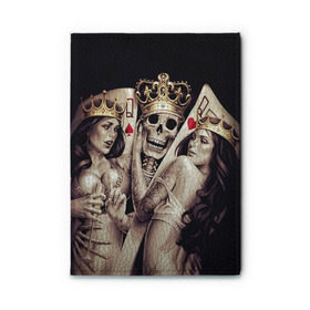 Обложка для автодокументов с принтом Скелетоны в Белгороде, натуральная кожа |  размер 19,9*13 см; внутри 4 больших “конверта” для документов и один маленький отдел — туда идеально встанут права | background | black | cards | color | crown | death | game | girl | hearts | king | queen | skeleton | skull | spades | tattoo | девушки | игра | карты | королевы | король | короны | масть | пики | скелет | тату | фон | черви 