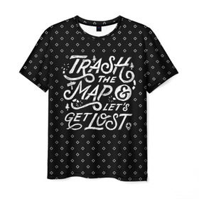 Мужская футболка 3D с принтом Trash the Map в Белгороде, 100% полиэфир | прямой крой, круглый вырез горловины, длина до линии бедер | adventure | city | country | nature | sleep | tourism | travel | work | город | карта | поездка | приключение | природа | путешествие | работа | сон | страна | туризм | турист