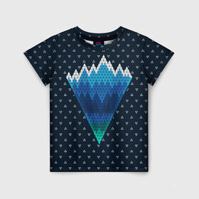 Детская футболка 3D с принтом Геометрические горы в Белгороде, 100% гипоаллергенный полиэфир | прямой крой, круглый вырез горловины, длина до линии бедер, чуть спущенное плечо, ткань немного тянется | geometry | mountain | геометрия