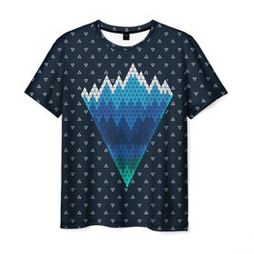 Мужская футболка 3D с принтом Геометрические горы в Белгороде, 100% полиэфир | прямой крой, круглый вырез горловины, длина до линии бедер | geometry | mountain | геометрия