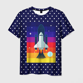 Мужская футболка 3D с принтом Запуск ракеты в Белгороде, 100% полиэфир | прямой крой, круглый вырез горловины, длина до линии бедер | cosmos | galaxy | moon | planet | rocket | space | star | галактика | звезды | космос | луна | планета | ракета | шатл
