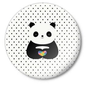 Значок с принтом Любовь панды в Белгороде,  металл | круглая форма, металлическая застежка в виде булавки | animal | bear | beast | forest | heart | love | nature | panda | животное | зверь | лес | любовь | медведь | панда | природа | сердце | страсть