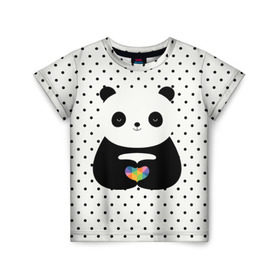 Детская футболка 3D с принтом Любовь панды в Белгороде, 100% гипоаллергенный полиэфир | прямой крой, круглый вырез горловины, длина до линии бедер, чуть спущенное плечо, ткань немного тянется | animal | bear | beast | forest | heart | love | nature | panda | животное | зверь | лес | любовь | медведь | панда | природа | сердце | страсть