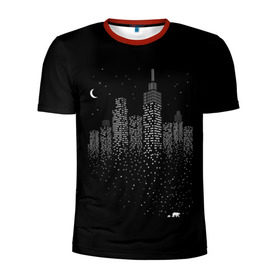 Мужская футболка 3D спортивная с принтом Ночной город в Белгороде, 100% полиэстер с улучшенными характеристиками | приталенный силуэт, круглая горловина, широкие плечи, сужается к линии бедра | city | dark | galaxy | moon | night | planet | space | town | галактика | город | звезды | космос | луна | ночь | свет | столица | тьма