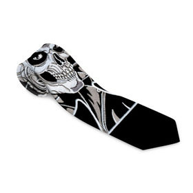Галстук 3D с принтом Скелетон в Белгороде, 100% полиэстер | Длина 148 см; Плотность 150-180 г/м2 | background | black | card | cylinder | death | game | hat | skeleton | skull | spades | suit | игра | карты | масть | пики | скелет | фон | цилиндр | череп | черный | шляпа