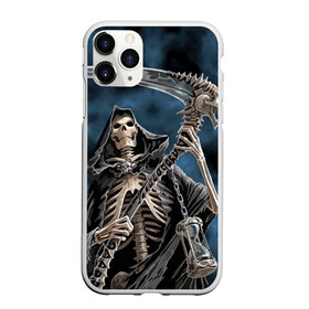 Чехол для iPhone 11 Pro матовый с принтом Скелетон в Белгороде, Силикон |  | death | skeleton | skull | капюшон | коса | скелет | череп