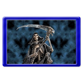 Магнит 45*70 с принтом Скелетон в Белгороде, Пластик | Размер: 78*52 мм; Размер печати: 70*45 | death | skeleton | skull | капюшон | коса | скелет | череп