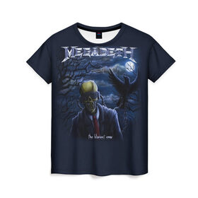 Женская футболка 3D с принтом Megadeth. The Blackest Crow в Белгороде, 100% полиэфир ( синтетическое хлопкоподобное полотно) | прямой крой, круглый вырез горловины, длина до линии бедер | Тематика изображения на принте: dave | megadeth | metal | mustaine | rattlehead | rock | thrash | vic | дейв | мастейн | мегадет | метал | рок | треш