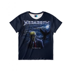 Детская футболка 3D с принтом Megadeth. The Blackest Crow в Белгороде, 100% гипоаллергенный полиэфир | прямой крой, круглый вырез горловины, длина до линии бедер, чуть спущенное плечо, ткань немного тянется | Тематика изображения на принте: dave | megadeth | metal | mustaine | rattlehead | rock | thrash | vic | дейв | мастейн | мегадет | метал | рок | треш